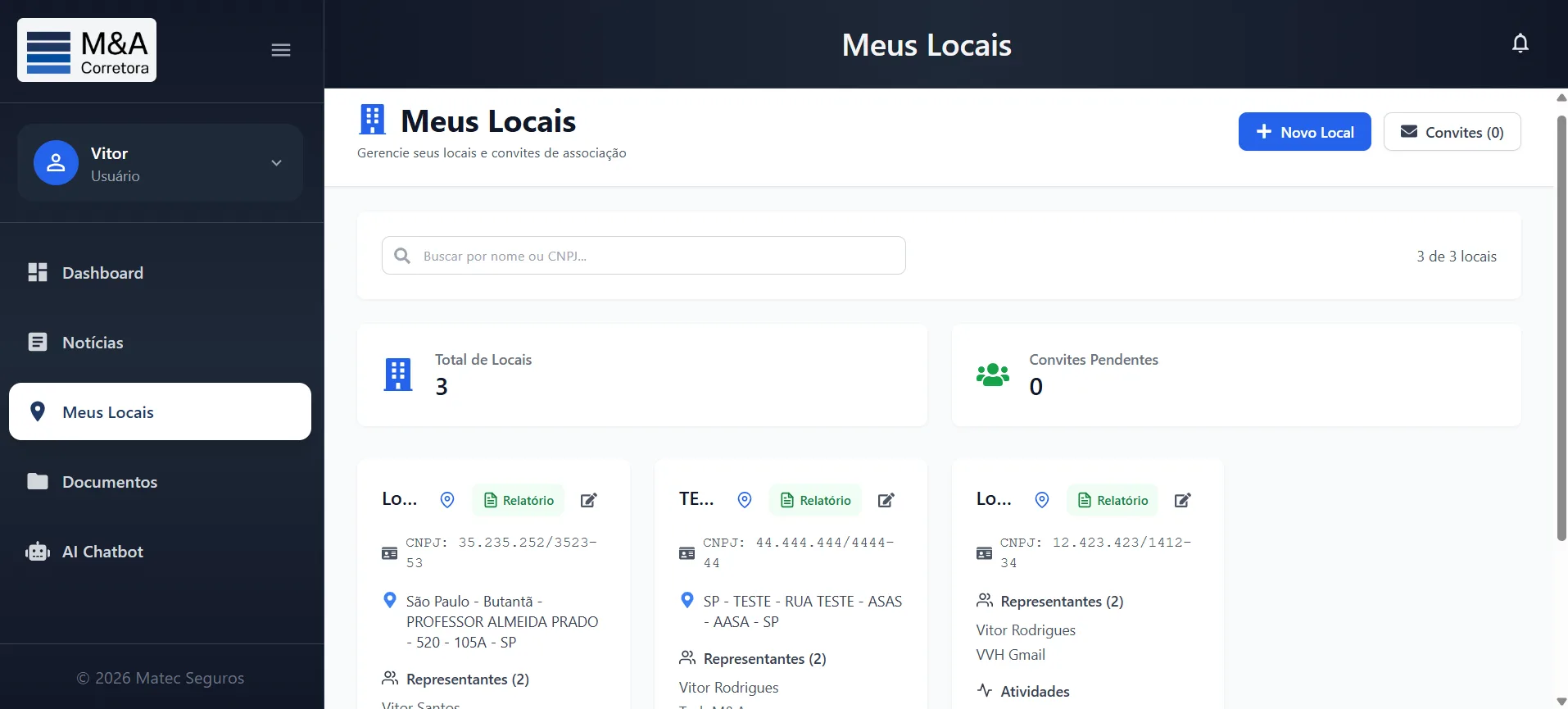 Tela de login do painel de apólices